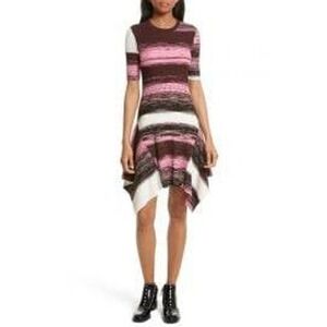 Opening Ceremony Pink Brown Striped Ribbed‎ Dress Size L — Asymmetrical Hem